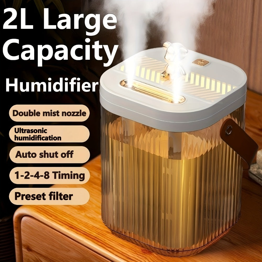 Cool Mist Humidifier for Bedroom & Large Room ¨C 2L Top-Fill, 40-Hour Runtime, 26dB Ultra-Quiet, Auto Shut-Off, Easy to Clean, Whole House Humidifier for Plants, Baby Room & Home, White & Green