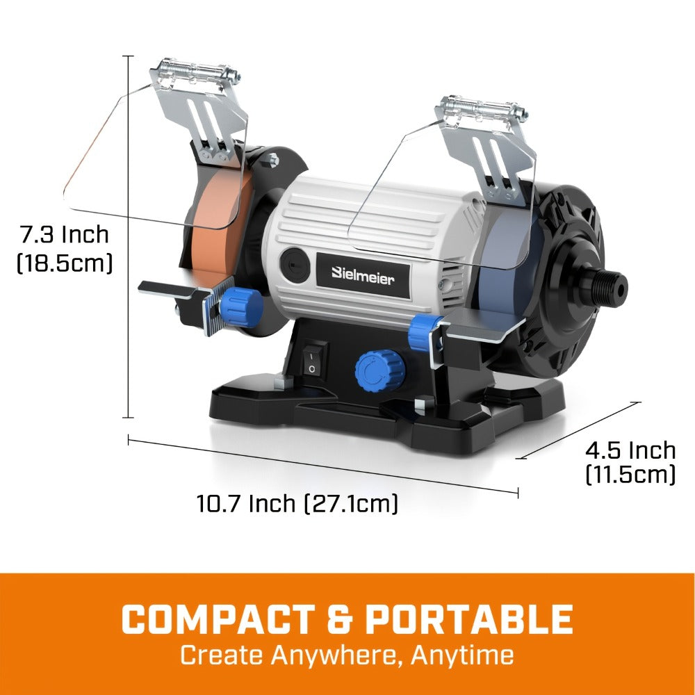 Bench Grinder 3 Inch Rotary Tool Kit 110pcs Accessories Flexible Shaft 105cm Buffer Polisher for Wood Jewelry Metal Plastic Stone Low Noise Compact 3.97LB