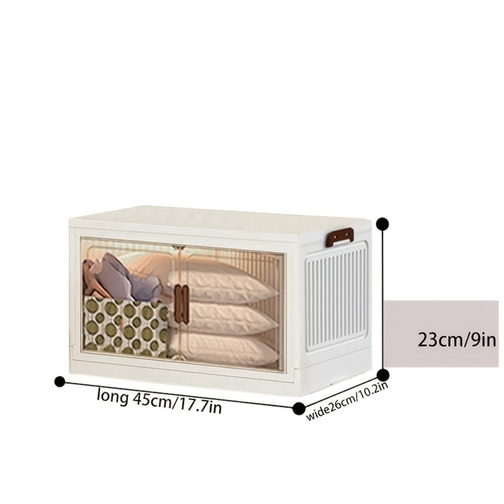 Stackable Foldable Storage Cabinet with Door ¨C PP Plastic 1/2/3/4/5 Layer Organizer Box with Wheels & Cover | Dual-Access Home Storage for Clothes, Books, Snacks & Kitchen Supplies | Office & Garage