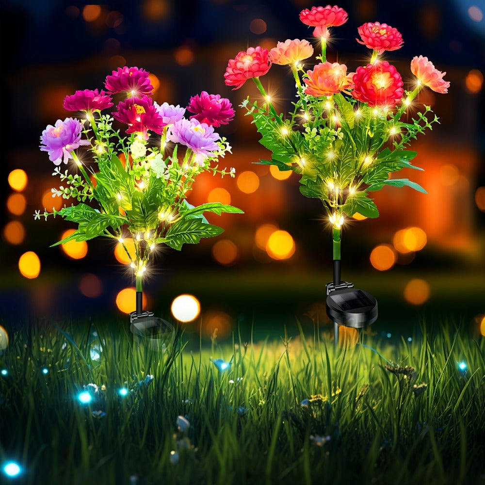 Solar Garden Lights Outdoor Waterproof ¨C 5pcs Simulated Snow Lotus Flower LED Stake Lights for Lawn, Garden, Pathway, Courtyard, Patio Decor, Warm White Glow, Holiday Gift
