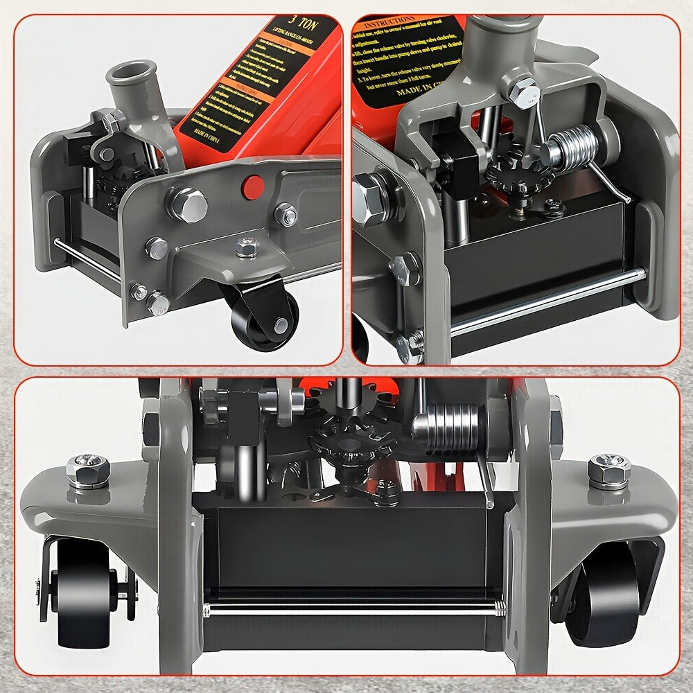 3 Ton Floor Jack with Wheels Rapid Pump Low Profile Car Jack 5.31¡±-18.11¡± Lift Range 460mm Max Height ¨C Heavy Duty Hydraulic Floor Jack for SUV Truck Sedan, Blue & Red Available
