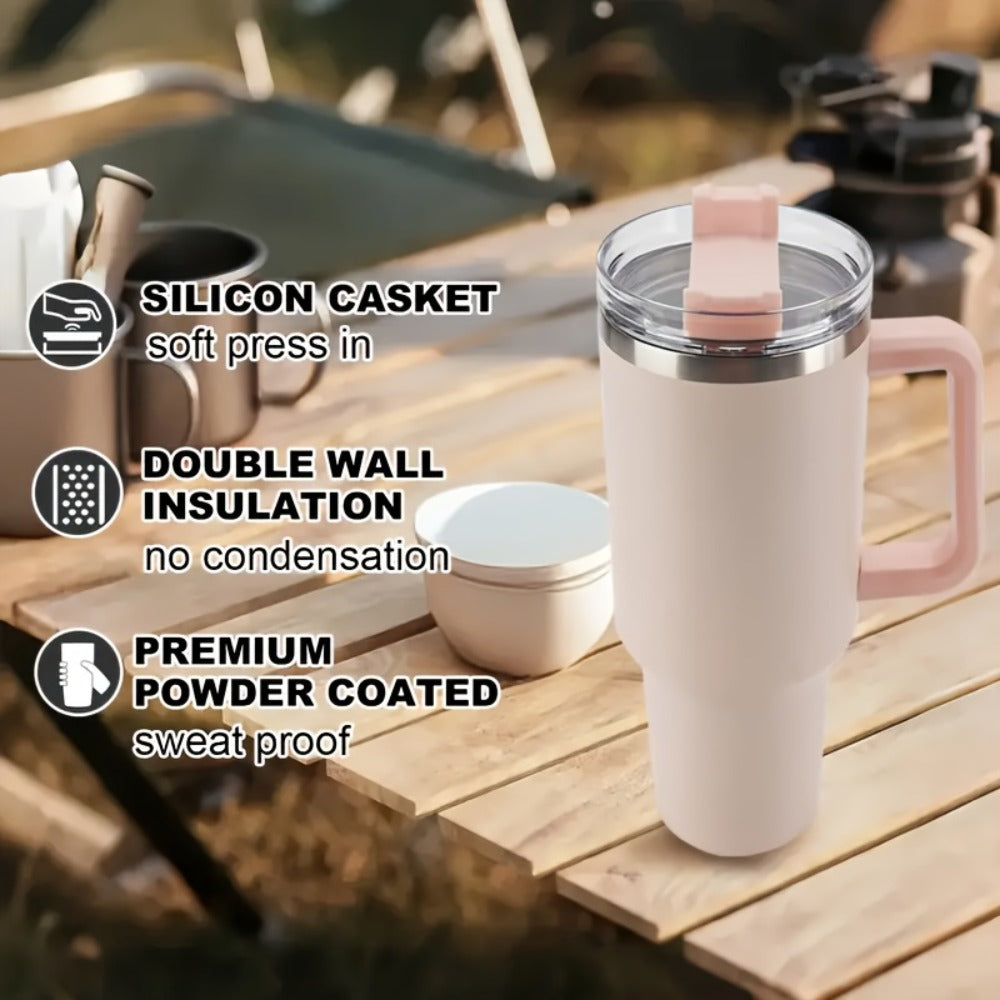 Water Bottle 40oz Stainless Steel with Lid and Straw - Leak Proof Insulated Cold Water Cup for Outdoor Sports Gym Hiking and Travel, Large Capacity Reusable Drink Bottle for Men and Women, Available in 6 Colors