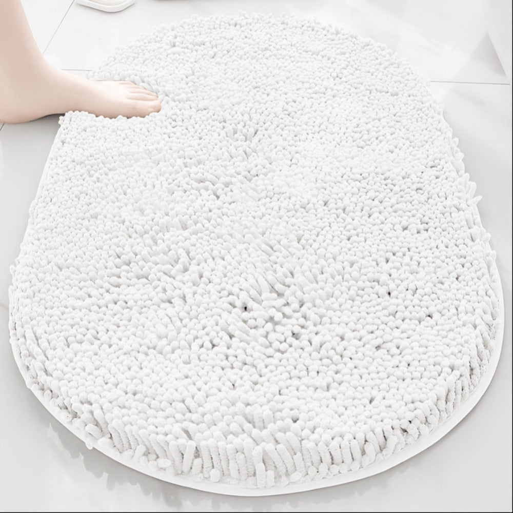 Chenille Bath Mat Non-Slip Super Absorbent Oval Bathroom Rug Soft Plush Carpet for Bathroom Kitchen Bedroom Entryway Indoor Outdoor Pet Dog Mat Machine Washable Multi-Color Multi-Size