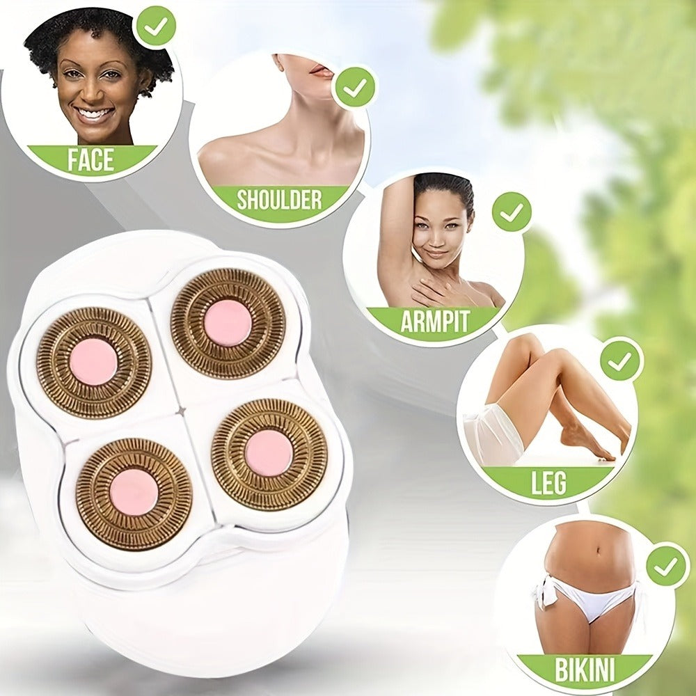 Women's Electric Shaver Full Body Hair Removal 4-Head 360¡ã Rotating Wet Dry USB Rechargeable for Face Bikini Legs Arms Chest Underarms Travel-Friendly with Clipper Attachments