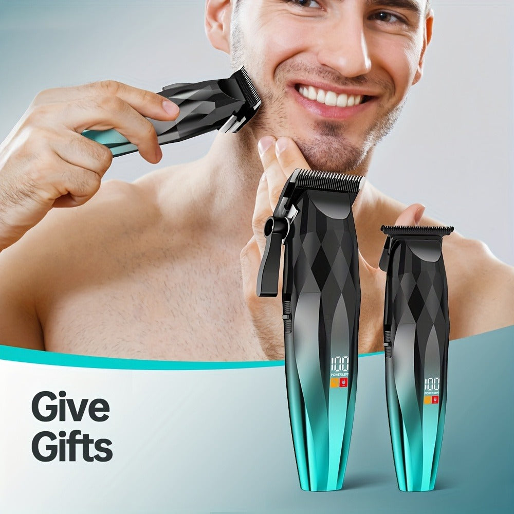 Professional Electric Hair Clipper & Beard Trimmer Set for Men, 14-Piece Comb Guide Kit, Ceramic Blades, 7000 RPM Powerful Motor, 1800mAh Rechargeable Battery, Cordless Hair Cutting Kit
