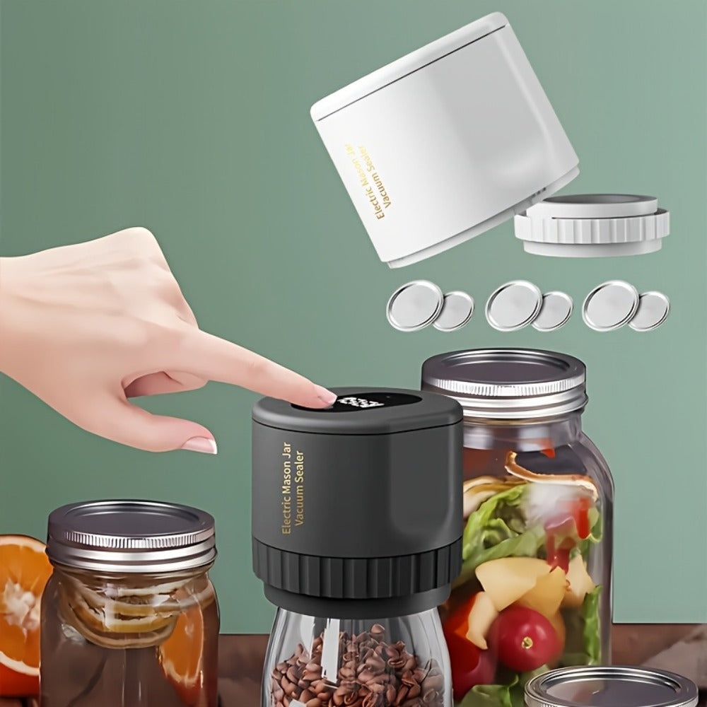 Electric Mason Jar Vacuum Sealer Kit with Sealing Lids Wide Mouth Regular Mouth Compatible Automatic Food Preservation Vacuum Sealing System