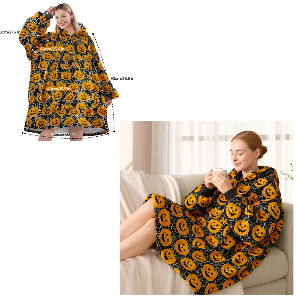 Wearable Hooded Blanket ¨C Reversible Oversized Sherpa Throw with Kangaroo Pocket & Socks, Machine Washable, Christmas Gift, 4 Styles