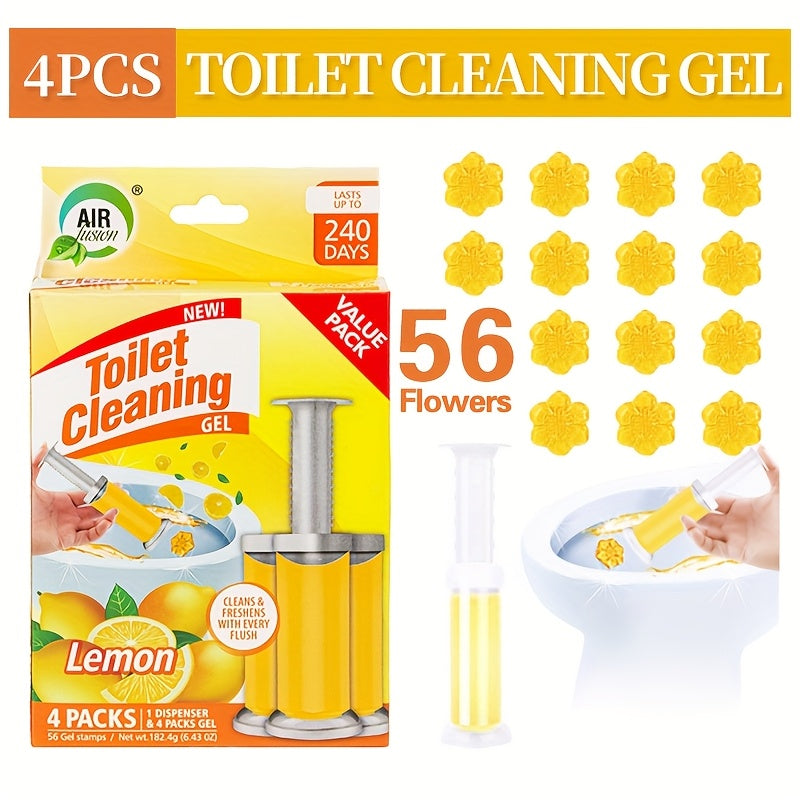 Toilet Cleaning Gel Stamp with Dispenser, Toilet Bowl Freshener & Cleaner Gel Stamps Prevent Scale & Toilet Ring, 6 Scents ¨C Ocean, Lavender, Floral, Peach, Lemon, Pine ¨C 4 Pcs or 8 Pcs Pack