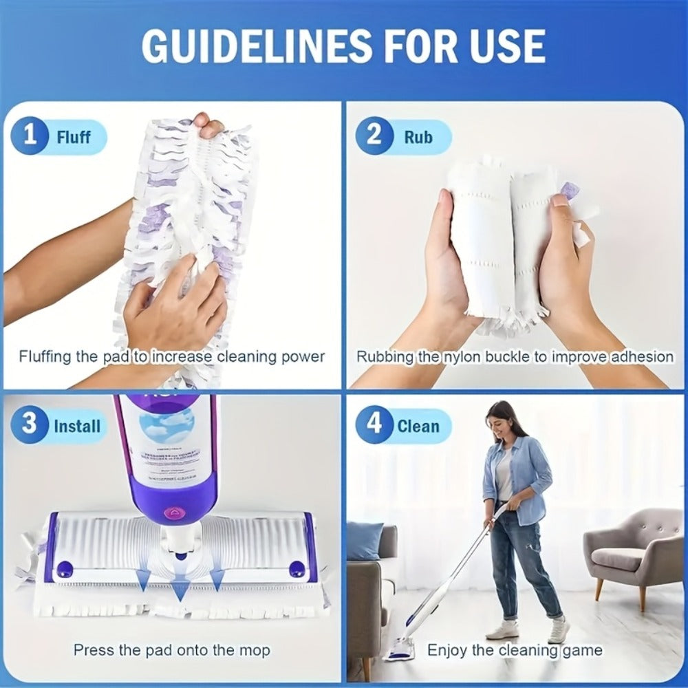 Disposable Mop Pads Replacement 40pcs for Swiffer Power Mop, Multi-Surface Floor Cleaning Refill Pads, Thickened Super Absorbent Wet Mop Pad Refills