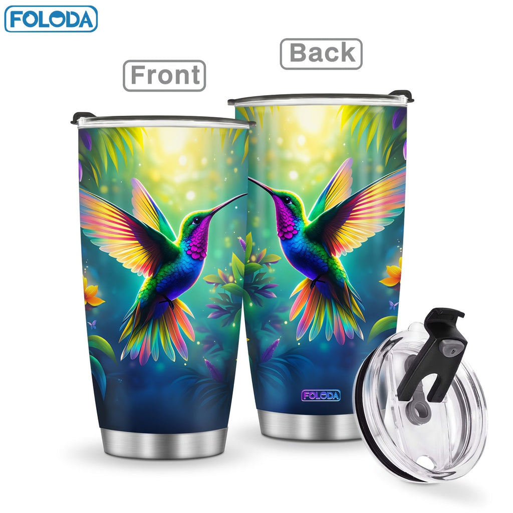 Hummingbird Flower Vacuum Insulated Travel Tumbler 20oz ¨C Gift for Mom Grandma Sister Daughter Birthday Valentine's Day