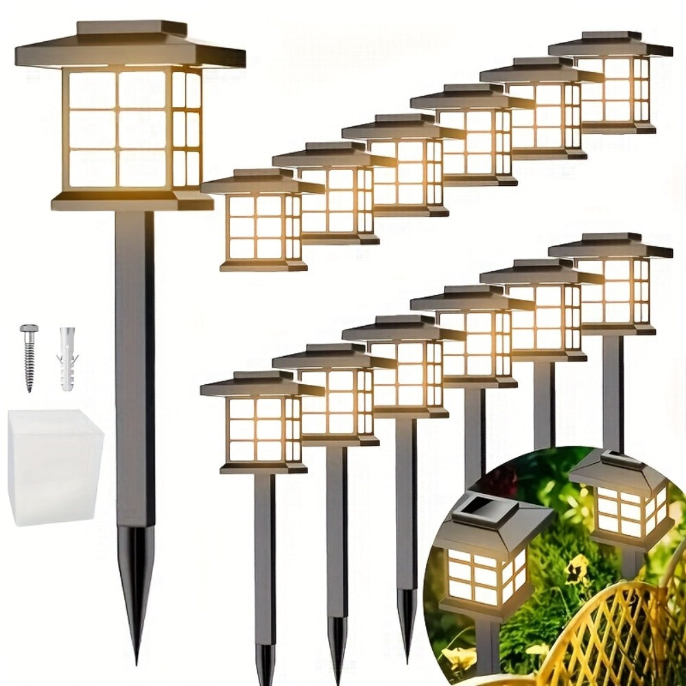 Solar Garden Lights Outdoor Waterproof Landscape Pathway Lights Solar Powered LED Stake Lights for Yard Patio Walkway Holiday Decor Warm White Colorful