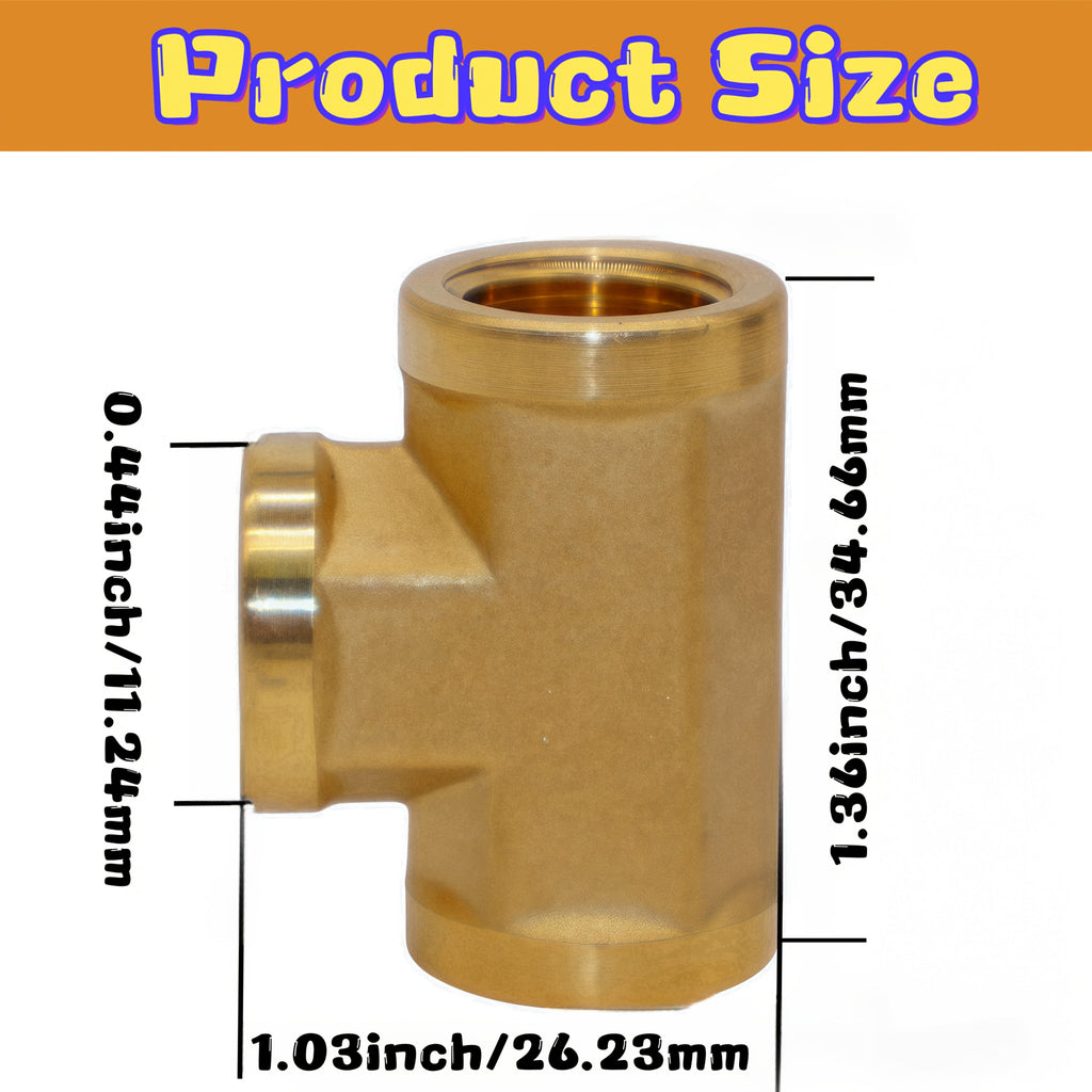 Brass Forged Pipe Tee Fittings NPT Female Threaded - 3-Way T-Shape Connector Couplings, Durable Metal Pipe Intersection Adapter for 1/8¡± 1/4¡± 3/8¡± 1/2¡± Pipes, Plumbing HVAC Gas Water Applications