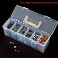 14-Piece Transparent Parts Organizer Box Set with Dividers, 2 Large + 12 Small Portable Storage Cases, Multi-Compartment Hardware Organizer for Screws, Nuts, Bolts, Beads & Small Parts