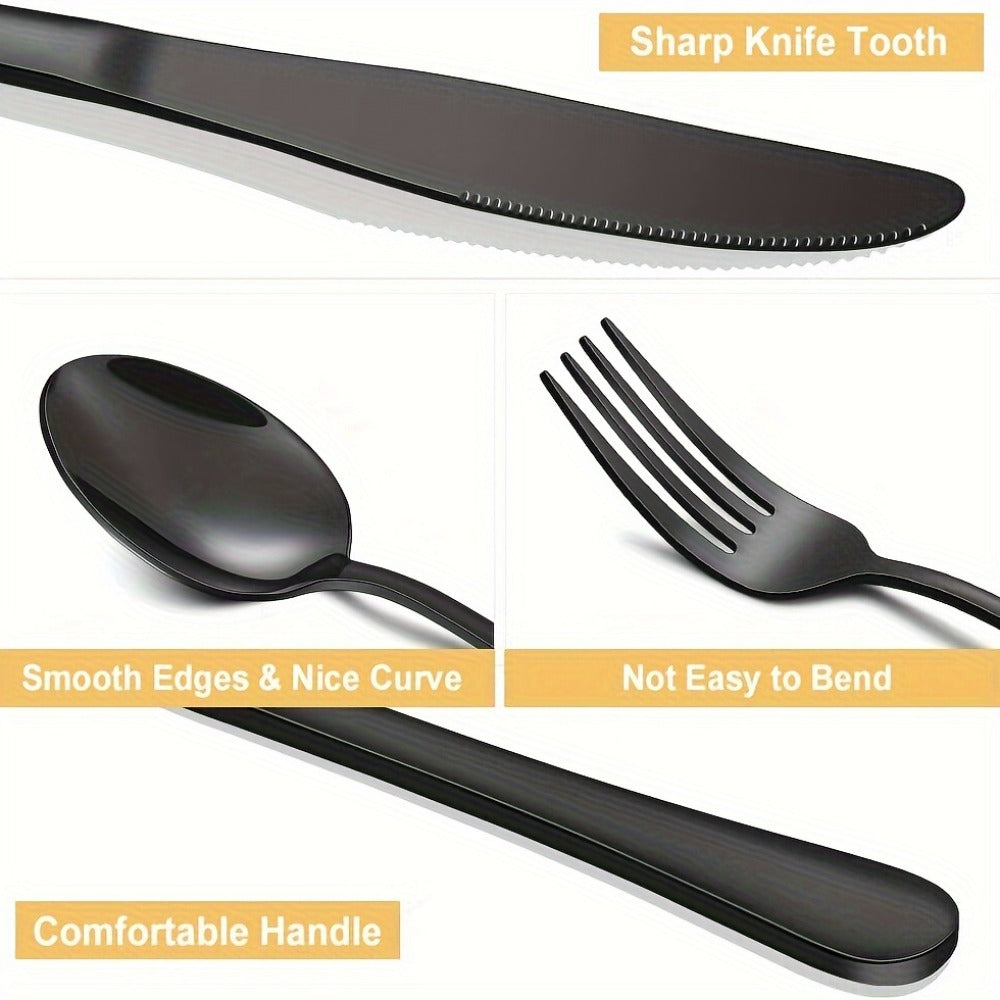 30pcs Golden Stainless Steel Flatware Set for 6 People Mirror Polish Knives Forks Spoons Silverware with Wooden Gift Box for Wedding Celebration Banquet Business Gift