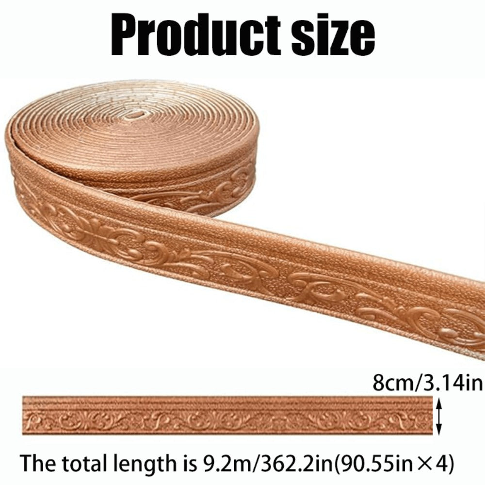 3D Self-Adhesive Foam Baseboard Wall Trim Sticker Waterproof Peel and Stick Carved Wallpaper Border Skirting for Home Decor White Silver Gray Copper Gold 4 8 12 Rolls