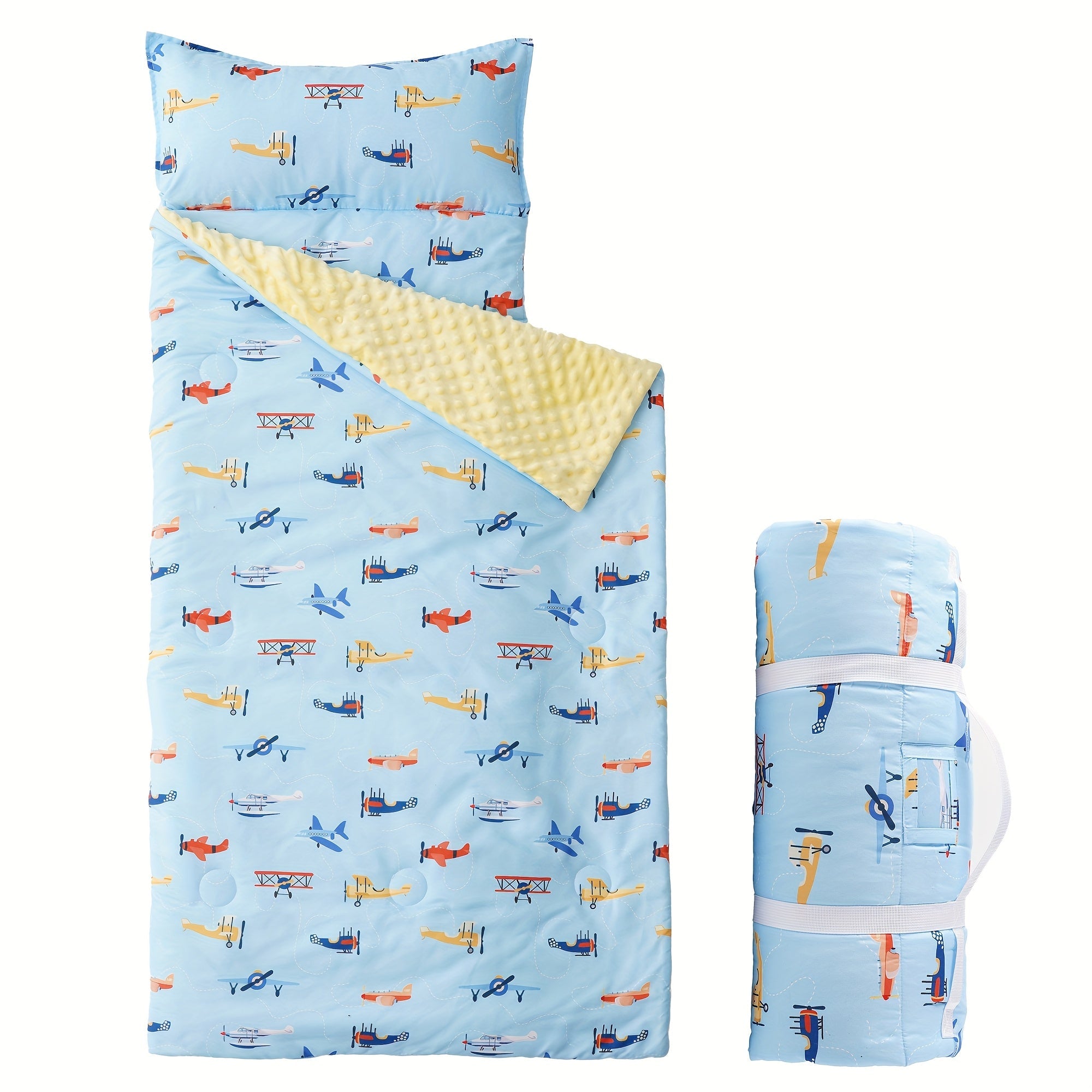 Kids Nap Mat Roll-Up Sleeping Mat for Daycare & Travel - 100% Polyester, Machine Washable, Fun Prints