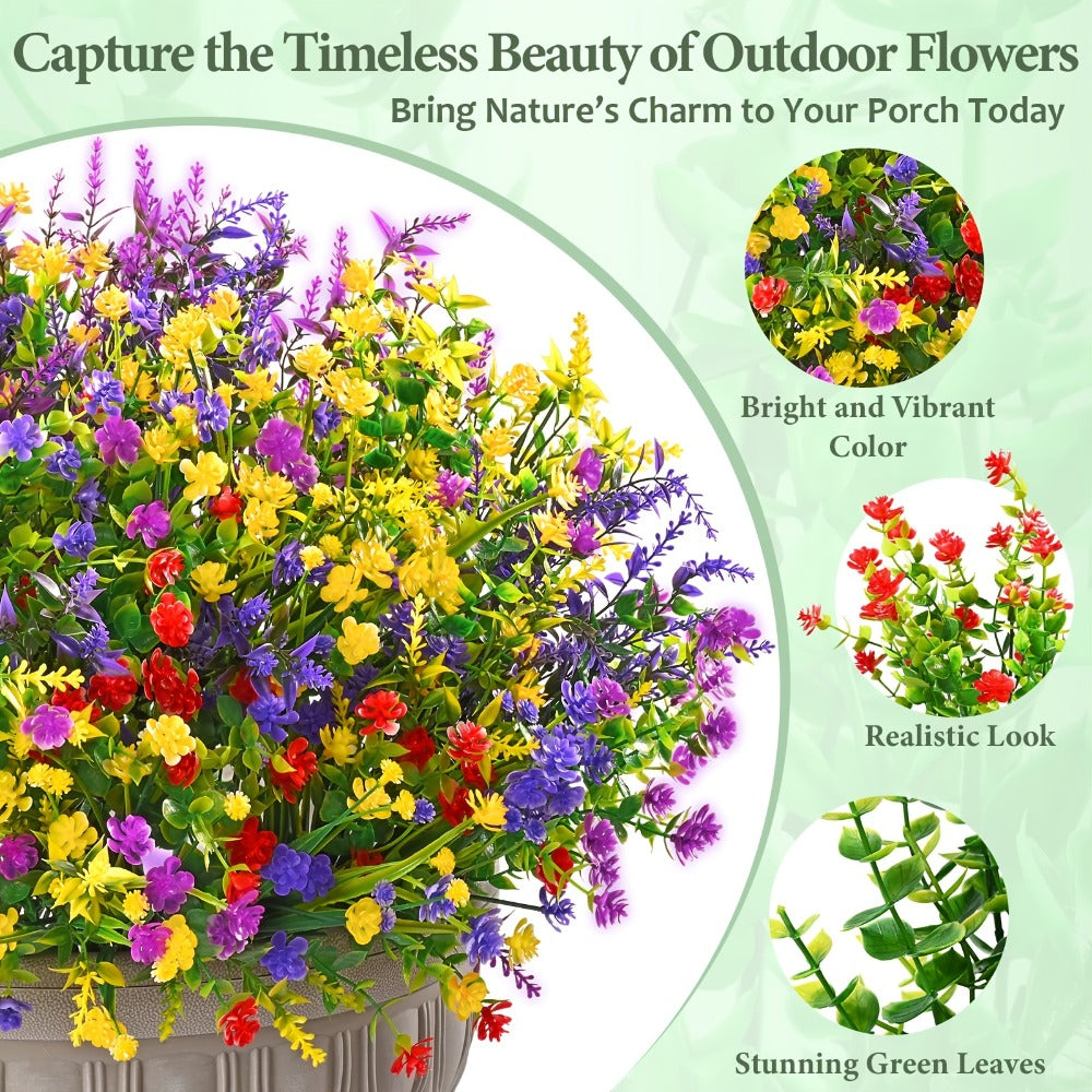 Artificial Flowers Outdoor UV Resistant Faux Daisy Bundles for Porch Patio Garden Decor - 9/18/27/36 Bundles Multicolor Realistic Fake Flowers Spring Summer Window Box Hanging Planter