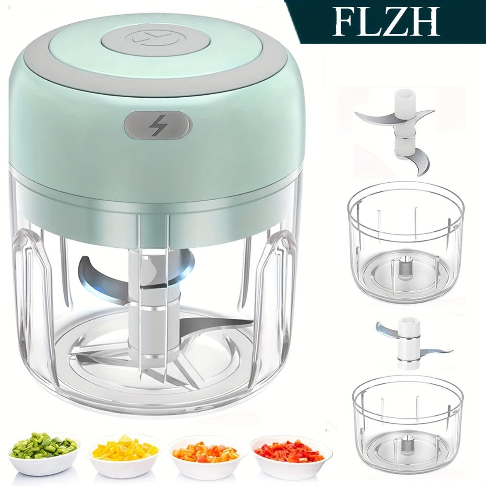 Mini Electric Garlic Chopper USB Rechargeable - Electric Food Chopper & Masher, Portable Garlic Crusher for Meat, Onion, Ginger & Herbs, 250ML / 8.45oz Kitchen Gadget in White, Green & Pink