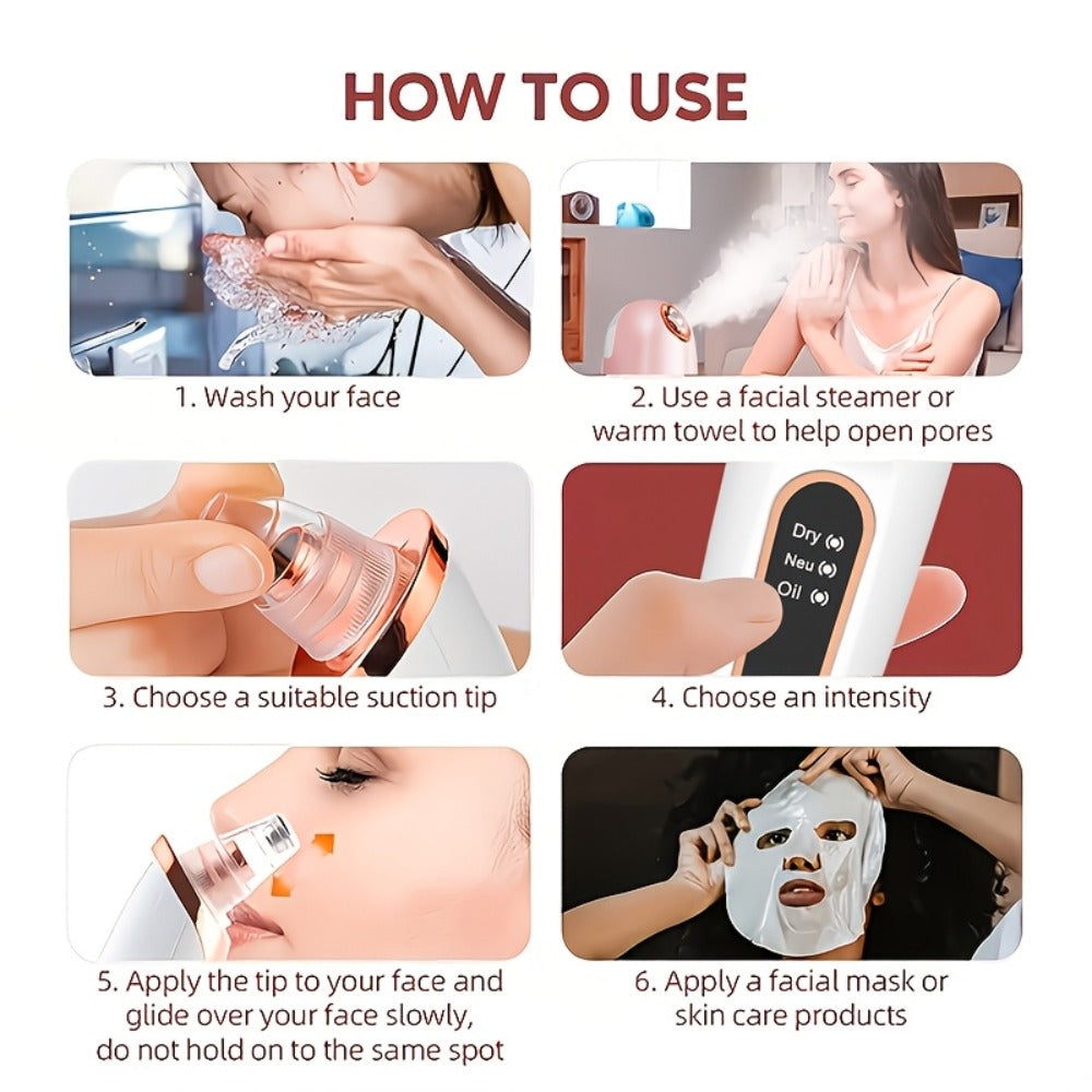 Blackhead Remover & Facial Steamer Combo - Pore Cleansing Home Spa Beauty Device for Dry Skin, Nose & Face Care, Unisex Skin Care Tool - Basic, Deluxe & Flagship Models, Great Gift Idea