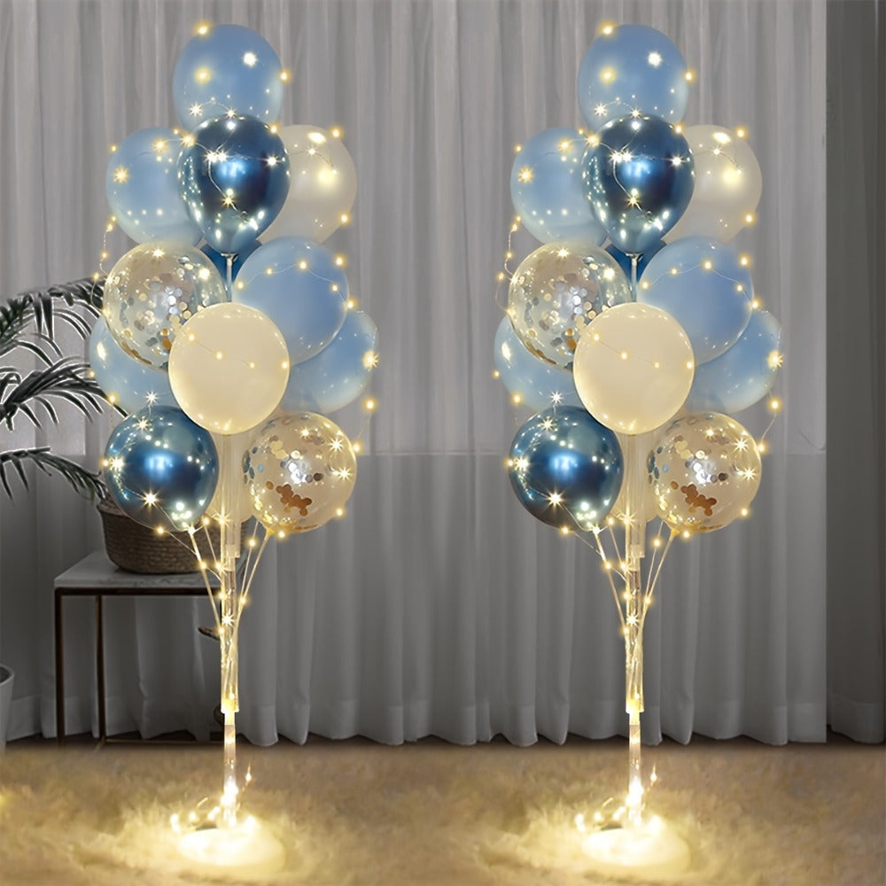 Balloon Holder Stand with LED Lights Floor Centerpiece 2 Sets Blue Balloon Stands for Wedding Birthday Party Decorations Take Off Party Supplies