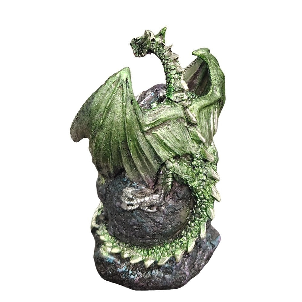 Dragon Figurine Statue Guarding Crystal Cave Polyresin Collectible Home Decor Sculpture Fantasy Dragon Gift for Birthday Housewarming Holiday Room Office Shelf Decor