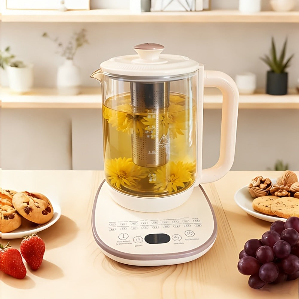 Electric Glass Kettle 1.8L with 18 Functions Removable Filter Multi-Functional Health Pot US Plug Thickened Borosilicate Glass