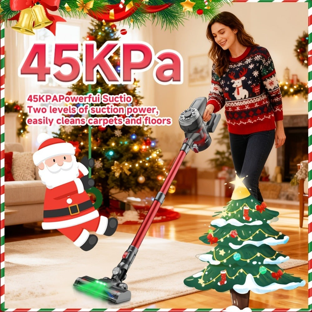Cordless Vacuum Cleaner with Green Light Indicator, Brushless Motor Rechargeable Handheld Stick Vacuum for Home Car Carpet Pet Hair Hardwood Floor, 2L Dust Cup 45-Min Runtime Multi-Filter Portable Design