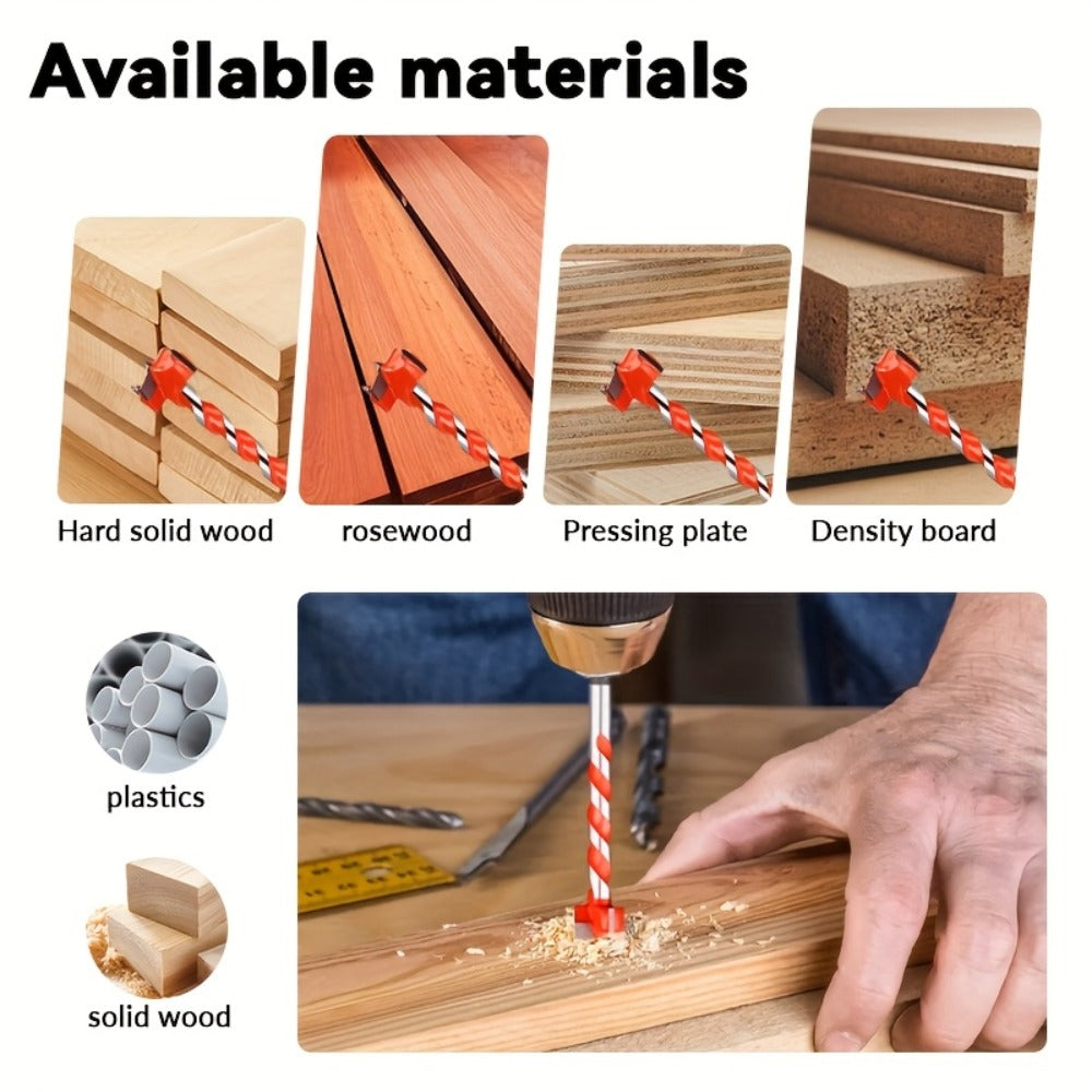 Long Drill Bits Set 5PCS Alloy Extended Length Hex Shank Auger Drill Bit for Wood Door Lock Plastic Hole Drilling Electric Screwdriver Compatible Woodworking Tool Kit
