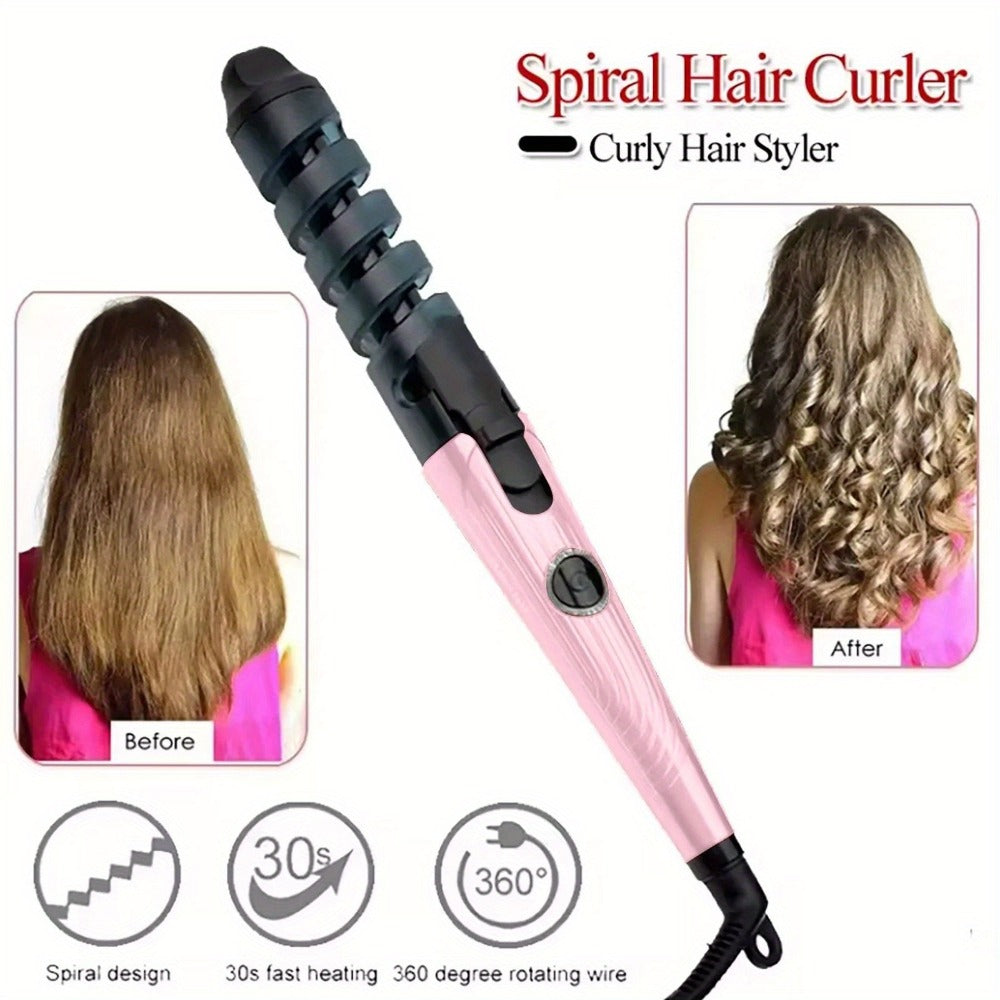 Automatic Spiral Curling Iron ¨C Anti-Scald Fast Heating Curler for Long & Short Hair, Portable Rotating Barrel, Women Gift