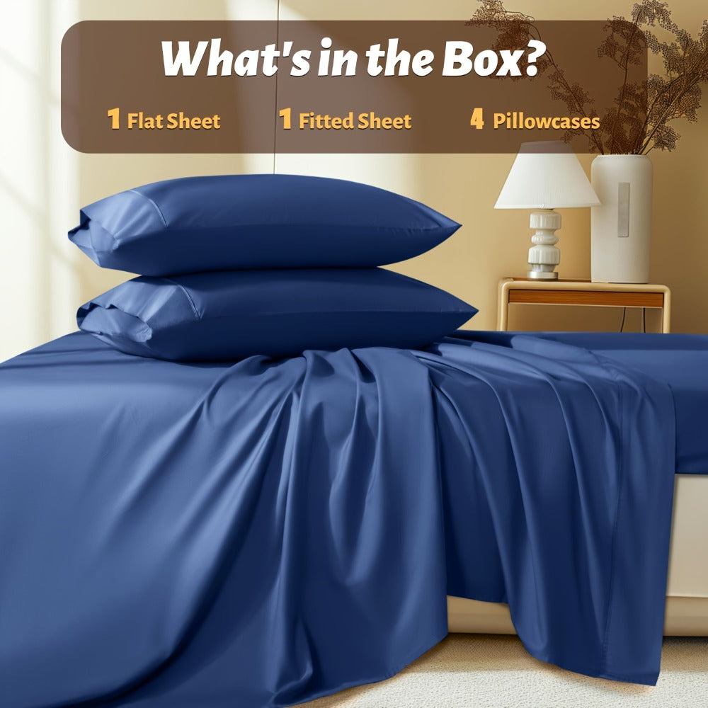 Bamboo Bed Sheet Set 4 Piece Extra Deep Pocket Cooling Breathable Soft Wrinkle Free Hotel Luxury Fitted Sheet Flat Sheet Pillowcases Twin Full Queen King
