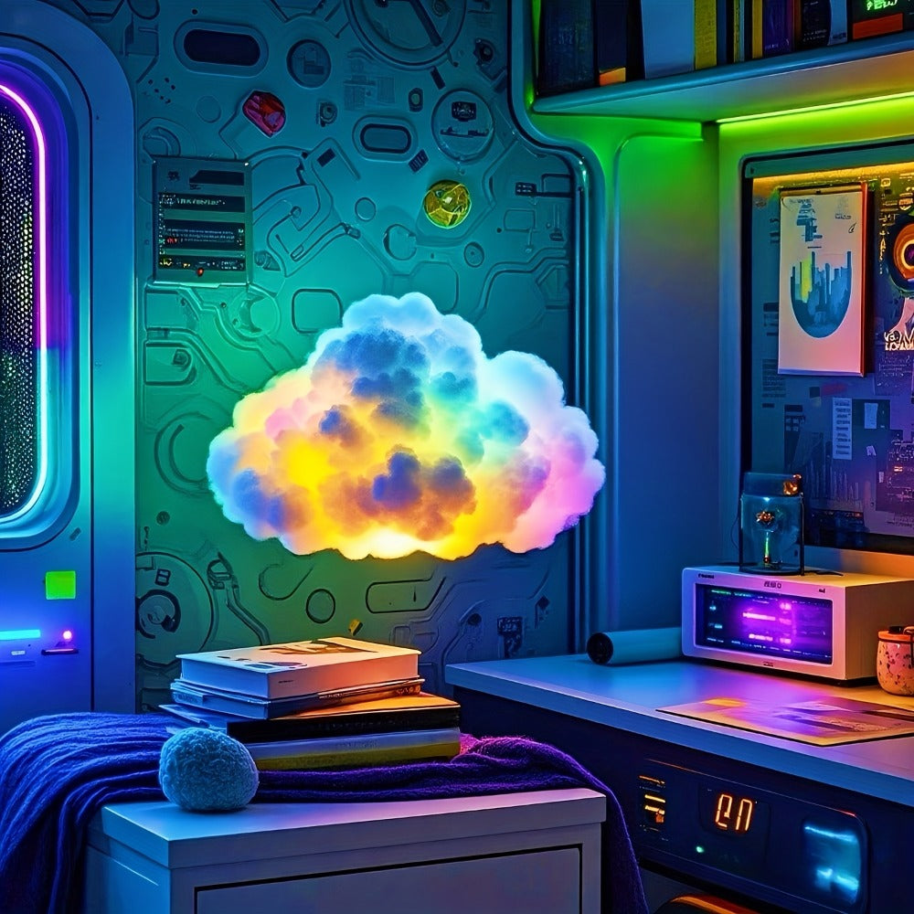 3D RGB LED Cloud Lamp Color Changing Night Light with Lightning Effects, Creative Multicolor Mood Light for Bedroom Gaming Room, Aesthetic Wall Hanging Cloud Light for Party Club Home Decor