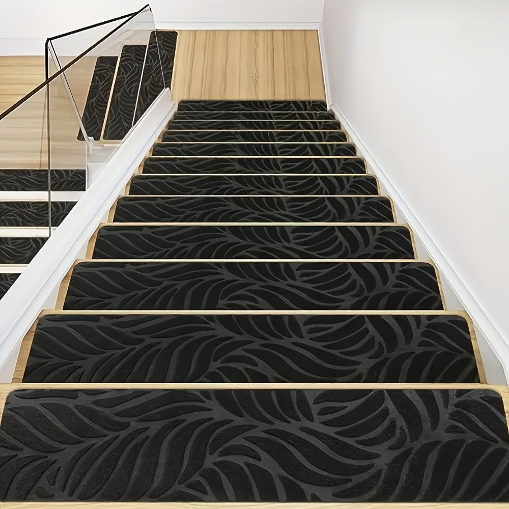 Non-Slip Stair Treads 15 Pack ¨C Self-Adhesive Indoor Stair Mats for Wooden Steps, Washable Polyester Carpet Runners, Protects Stairs & Prevents Slipping for Kids, Pets & Elderly