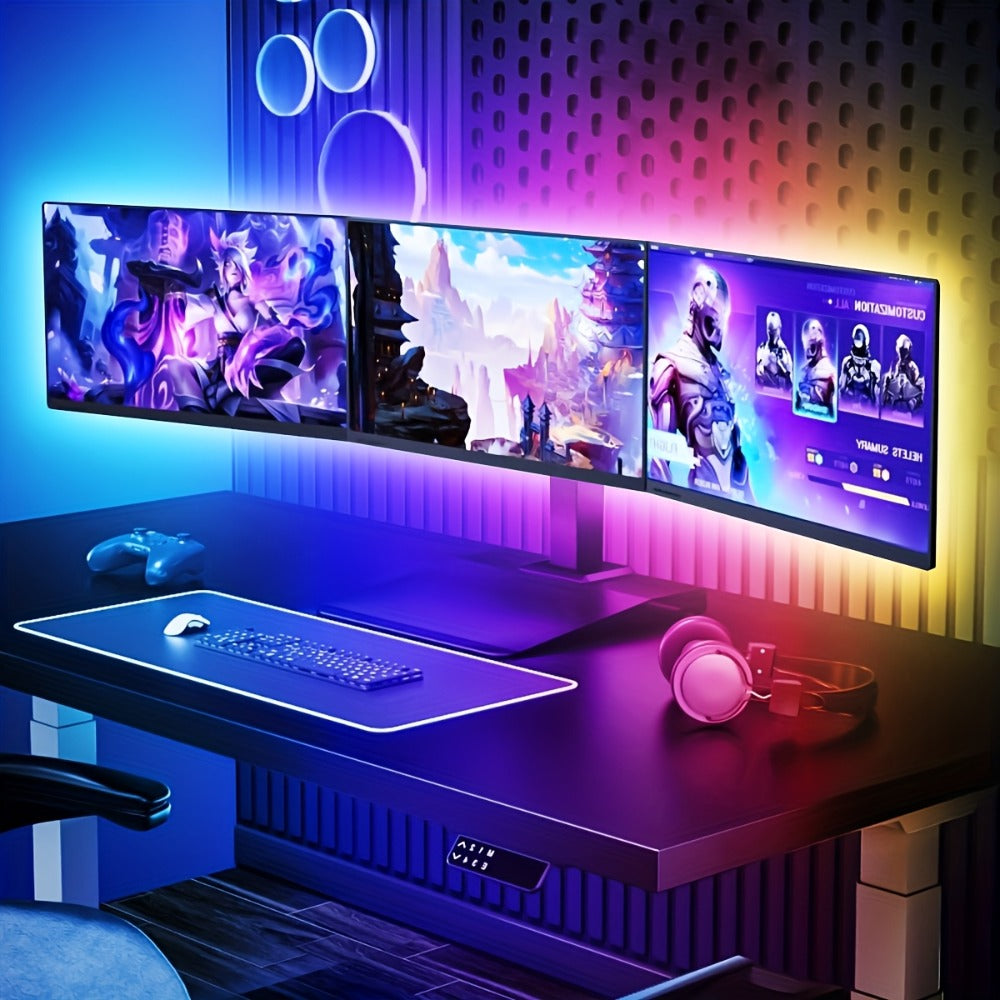 LED TV Backlight Strip RGB Bias Lighting for 45-75 Inch TVs, Color Changing Backlight with Remote & App Control, Music Sync, USB Powered, 3M Adhesive, Bedroom Living Room Home Theater Ambient Lighting