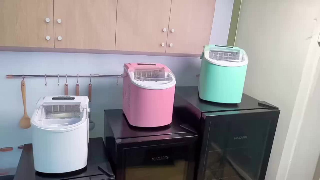 Ice Maker with Basket & Scoop ¨C 26 Lbs/Day Countertop Bullet Ice Machine, 9 Cubes in 6 Mins, Self-Cleaning, 5 Colors Pink White Green Silver Black, for Home, Kitchen, Office, Bar, RV & Camping