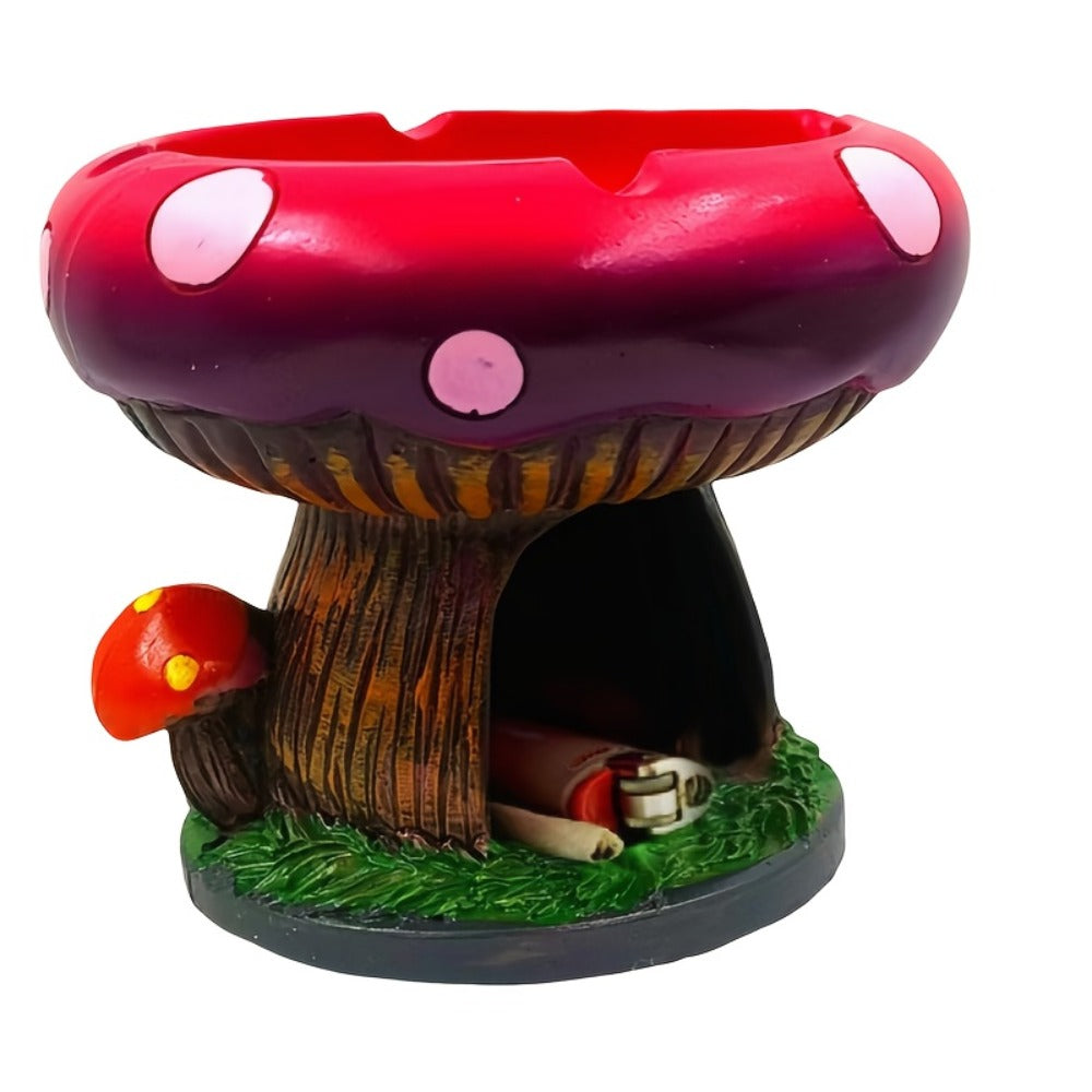 Mushroom Ashtray with Storage Compartment Whimsical Resin Mushroom Shaped Ashtray 5.3x4.5 Inch Purple Pink Cute Ashtray with Cigarette Butt Slot Funny Home Office Decor Unique Desk Accessory