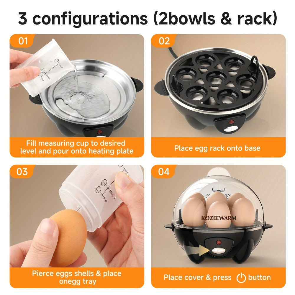 Electric Egg Boiler & Cooker with Auto Shut-Off ¨C Single & Double Layer, Multi-Function for Hard Boiled, Soft Boiled, Scrambled, Omelette, Steamed Vegetables & Dumplings, 4 Colors