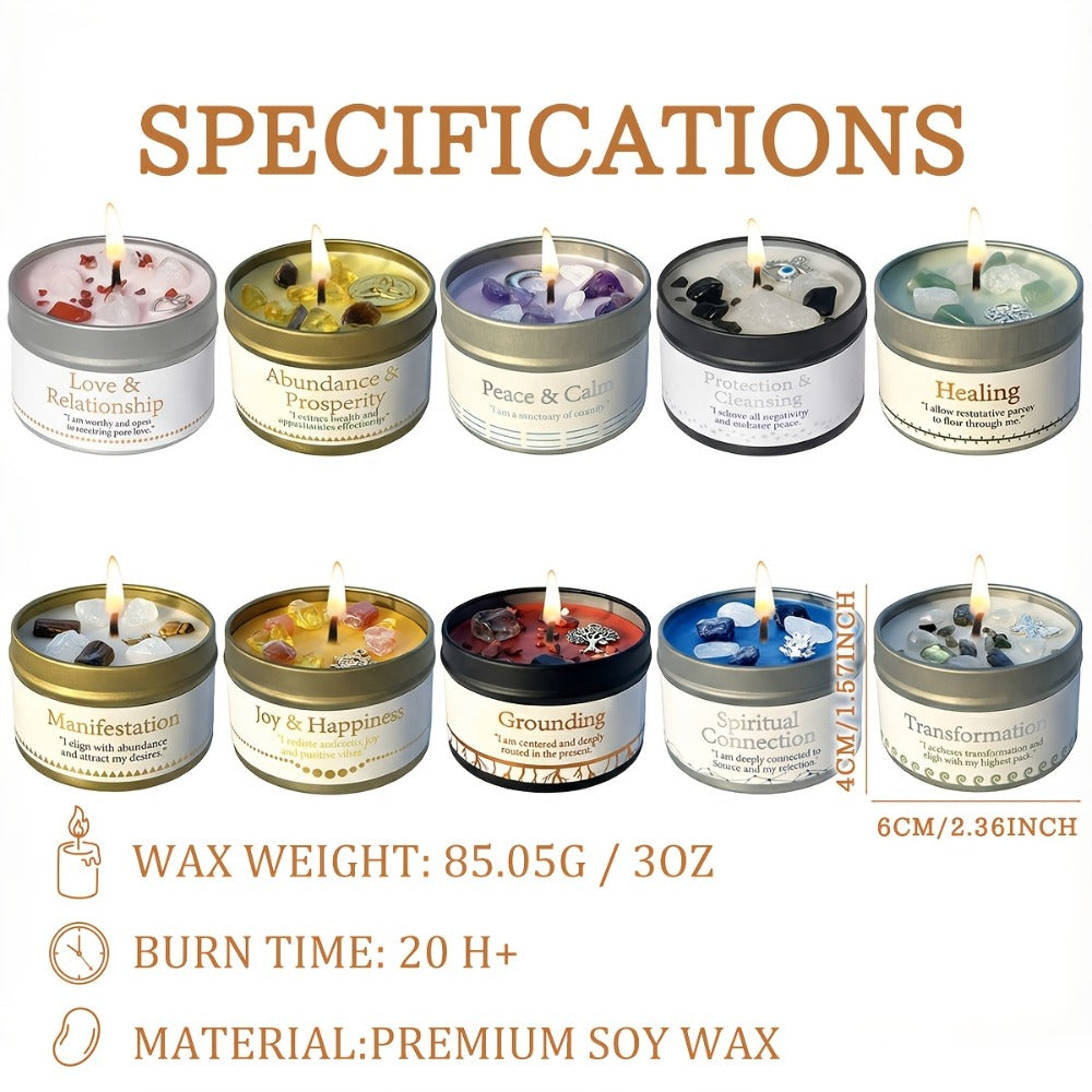 Manifestation Candles Scented Soy Wax with Golden Crystal ¨C Law of Attraction Abundance Candle for Meditation, Yoga & Focus | Spiritual Gift for Women with Guidance Card | Christmas, Birthday, New Year