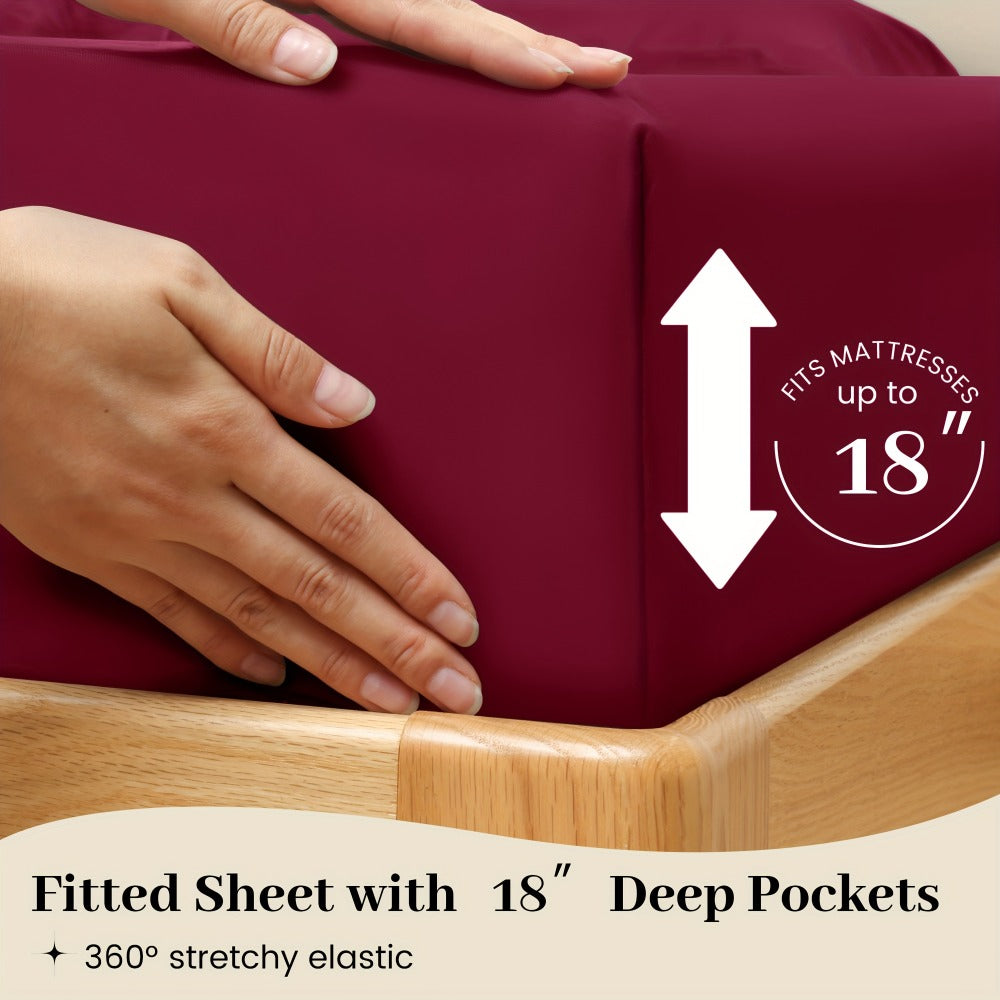 California King Sheet Set 6-Piece Breathable Cooling Bed Sheets Ultra-Soft Hotel Luxury Microfiber 18 Inch Deep Pocket Wrinkle Fade Resistant Flat Sheet Fitted Sheet 4 Pillowcases Multiple Colors