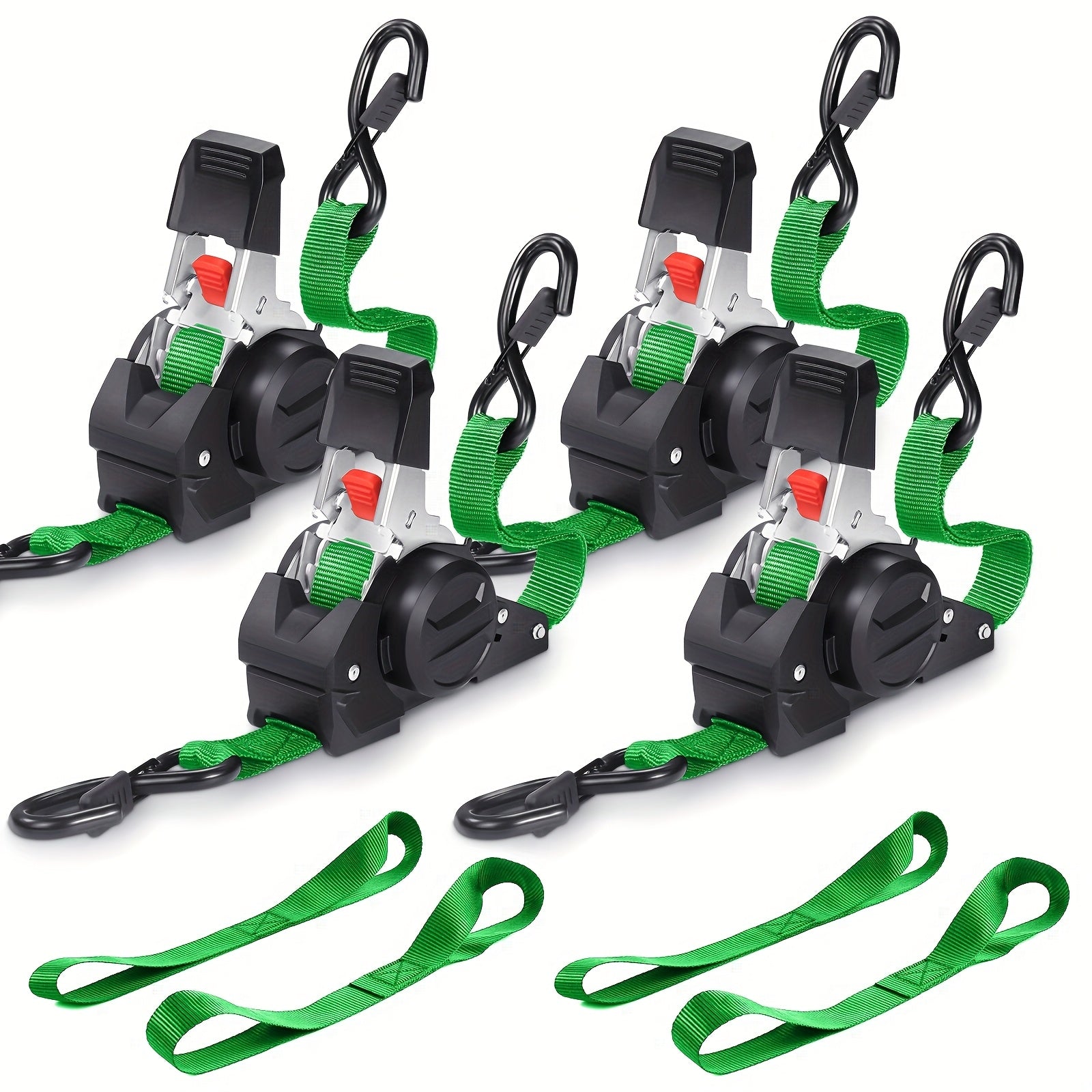 Retractable Ratchet Straps with Extension Strap ¨C Heavy Duty Auto Self-Retracting Tie Down Cargo Straps for Truck Trailer Motorcycle Moving & Appliances
