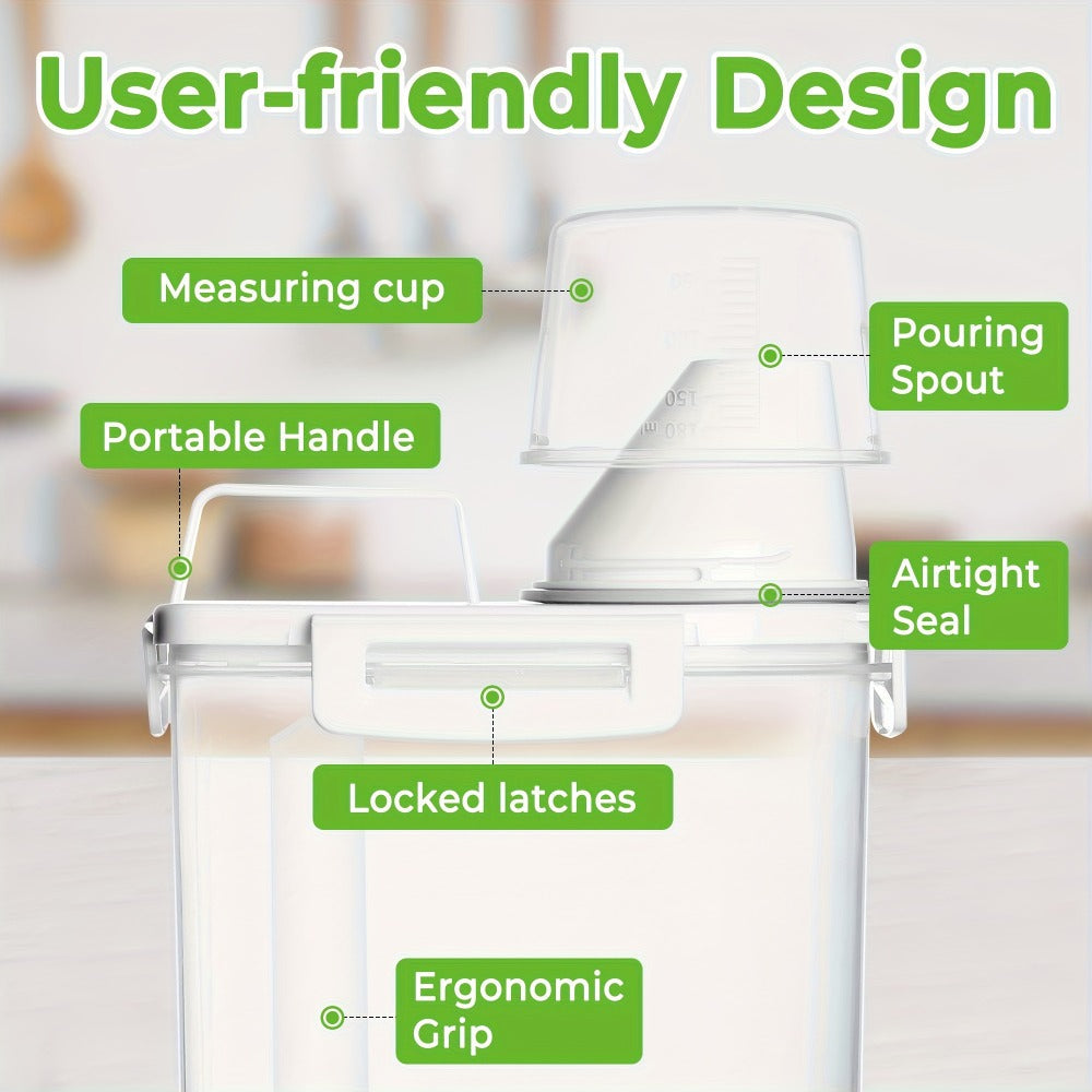 Airtight Food Storage Containers 4-Pack 3L/102oz BPA-Free Plastic Clip-Lock Lid Square Kitchen Pantry Organizer for Rice Flour Cereal Nuts Grain
