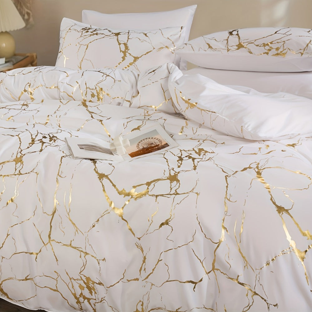 Duvet Cover Set 3 Piece Soft Bronzing Texture Bedding Set with Duvet Cover and 2 Pillowcases for Home Dormitory All Season Twin Full Queen King