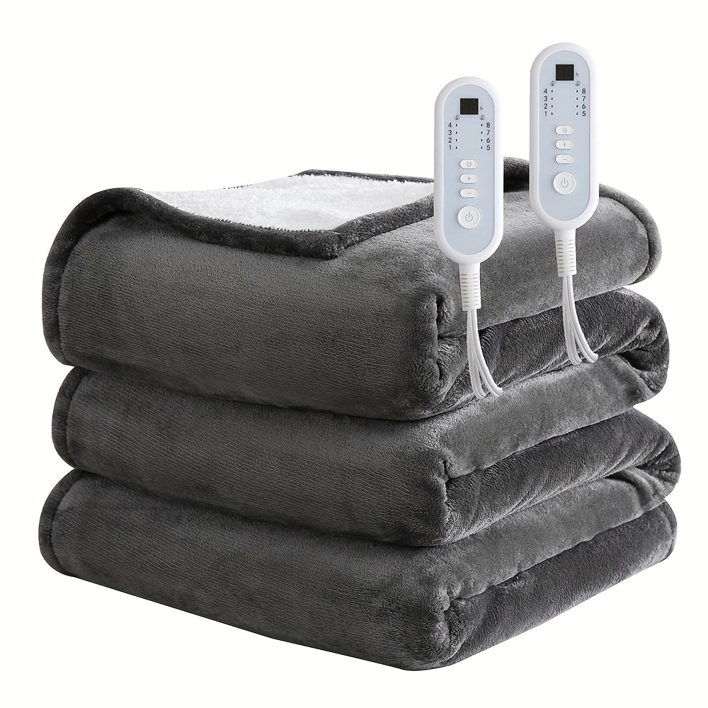 Electric Blanket with Temperature Control and Timer ¨C Extra Large Flannel Heated Blanket, 8 Levels 10-Hour Auto-Off, Machine Washable, PTC+NTC Overheat Protection, Throw Twin Full Queen King