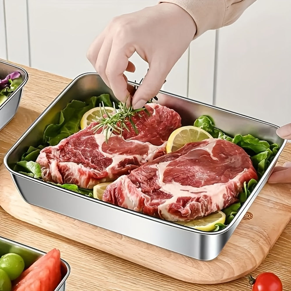 Stainless Steel Food Storage Containers 5 Pack with Lids Reusable Baking Trays for Meal Prep Picnic Refrigerator Organization Kitchen