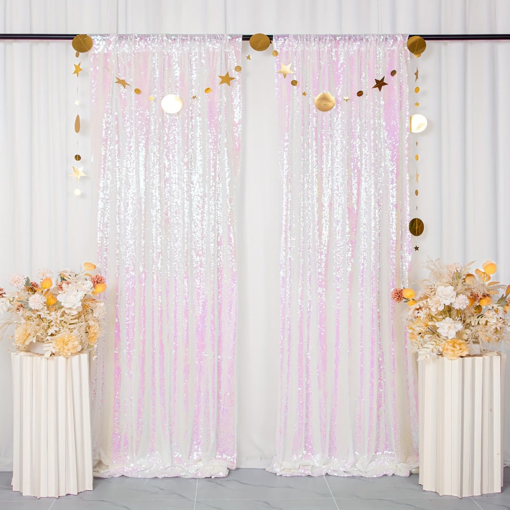 Sequin Backdrop Curtain for Party Wedding - 4x8ft Shimmering Glitter Curtain for Birthday Photo Booth Stage Decoration, Easy Hang, Multi-Color