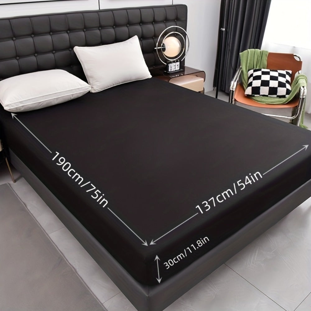 Waterproof Fitted Sheet Soft Breathable Mattress Cover Solid Color Deep Pocket Bed Sheet for Bedroom Guest Room Dorm Twin Full Queen King