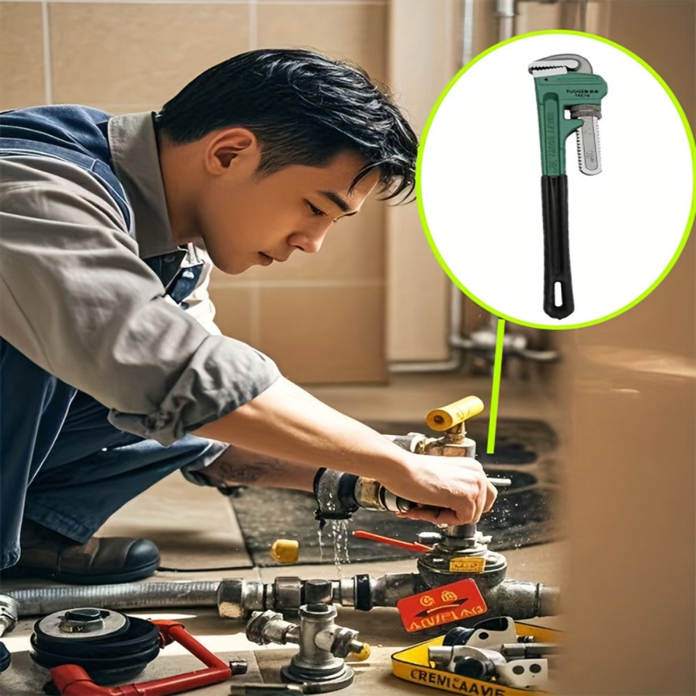 Pipe Wrench Professional Heavy Duty - 8¡±, 12¡± & 18¡± CR-V Alloy Steel Plumbing Wrench, Non-Slip Ergonomic Handle, 1500 lbs Torque, Fits 1/2¡±-4¡± Pipes, for Plumbing, Automotive & Industrial Use