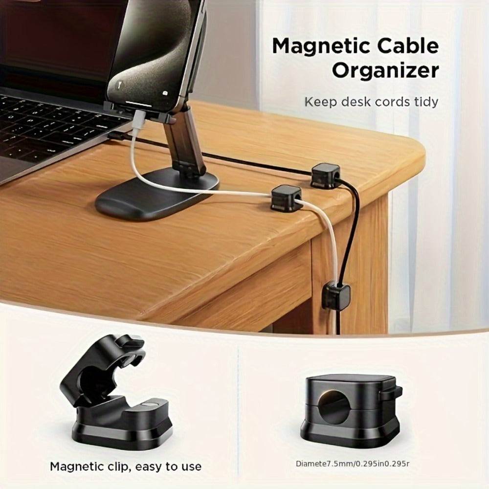 Magnetic Cable Organizer Clips 16 Pack Self-Adhesive No-Drill Cable Management Holder for Desk Wall Home Office Adjustable Wire Cord Organizer Set