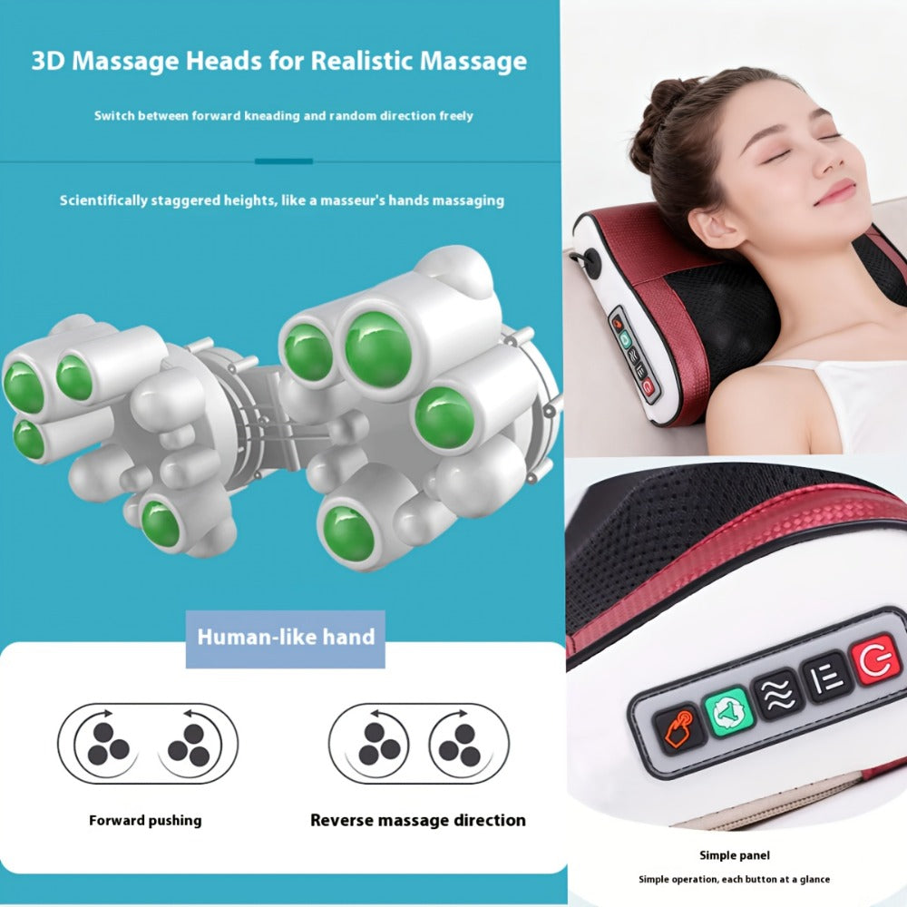 Shiatsu Neck & Back Massage Pillow ¨C Bidirectional Rotating Deep Tissue Kneading Cervical Massager for Pain Relief, Electric Massage Pillow for Neck Shoulder & Back, Gift for Mom Dad Men Women