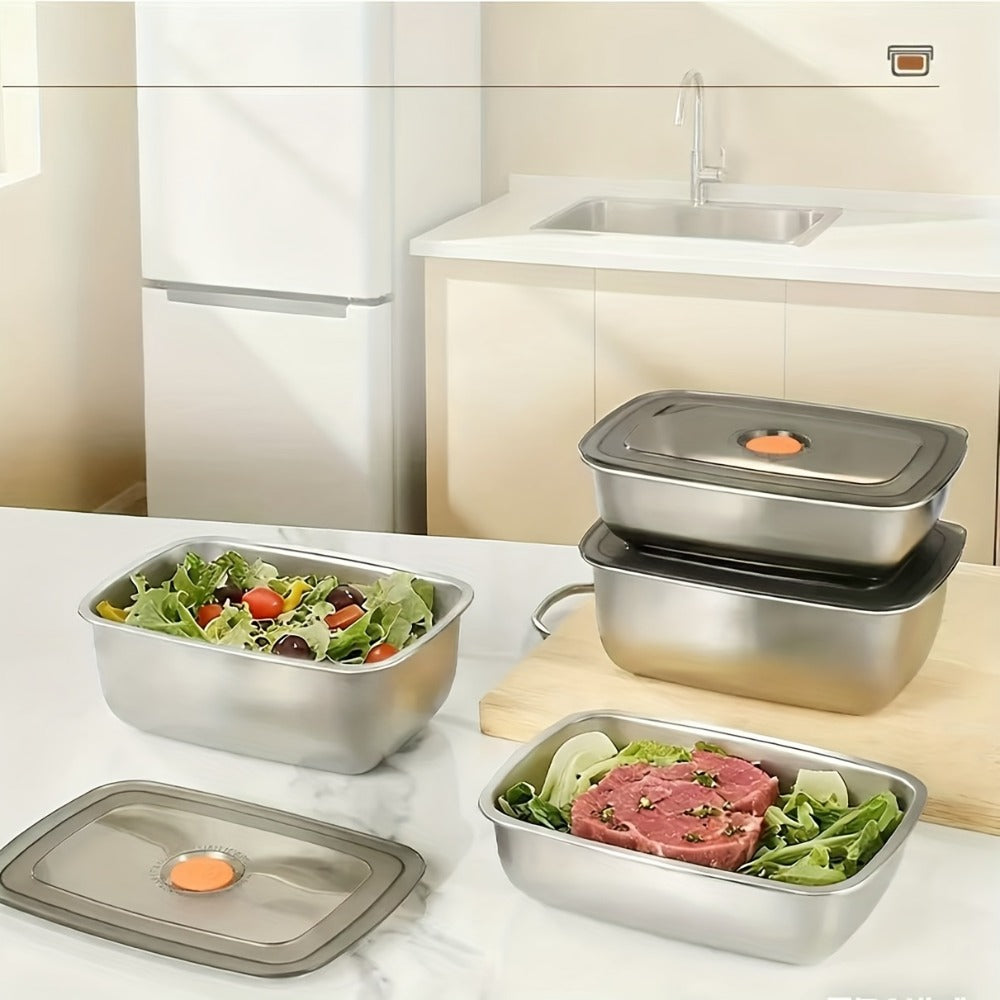 Stainless Steel Lunch Boxes, Set of 6 Large 50.72 oz Food Storage Containers with Lids ¨C Airtight Stackable Refrigerator Storage Containers for Meal Prep, Leftovers, Kitchen and Office