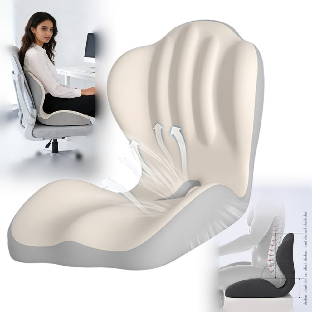 Hip & Lumbar Support Seat Cushion Ergonomic Memory Foam ¨C Breathable High-Density Back Support Pillow for Office Chair, Car Seat & Long Sitting, Daily Use or Gift